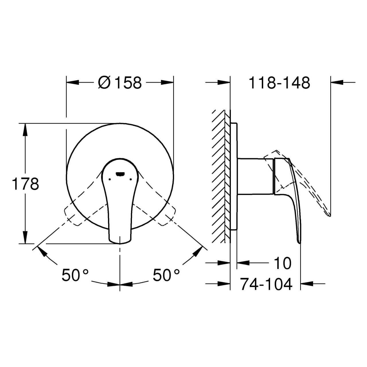 Grohe Fertigmontageset Eurosmart UP-Brausemischer Chrom