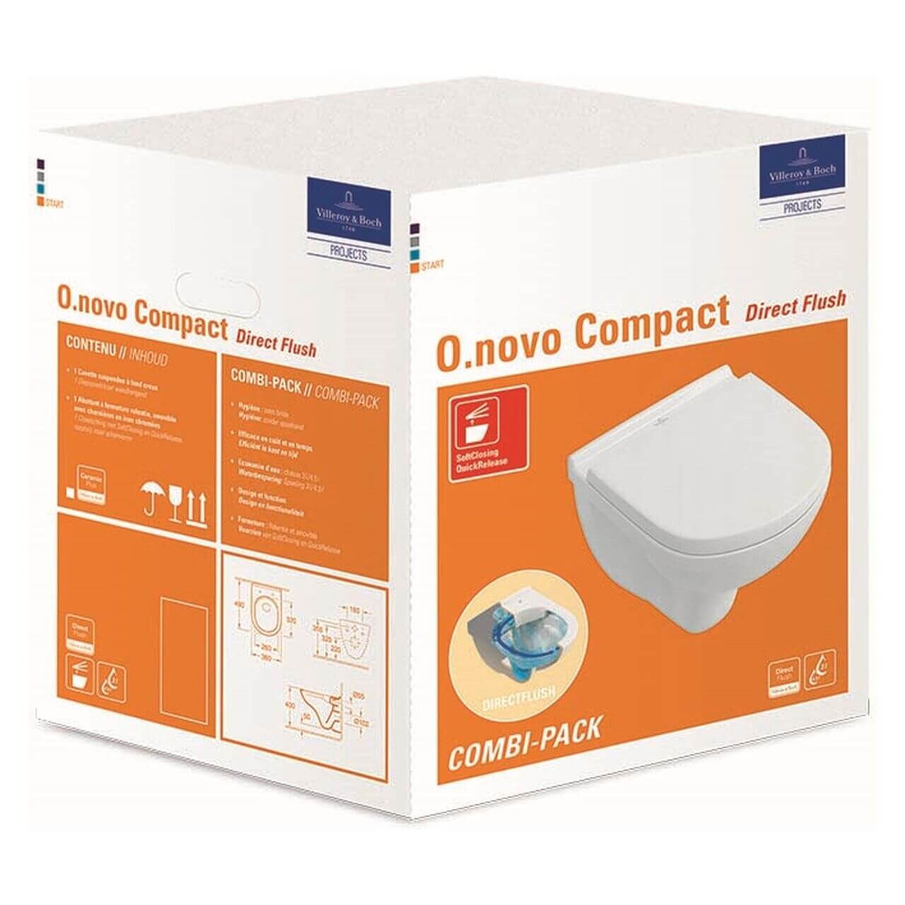 Villeroy & Boch Wand-WC-Combi-Pack O.NOVO DirectFlush 490 mm Weiß (5688HR01)