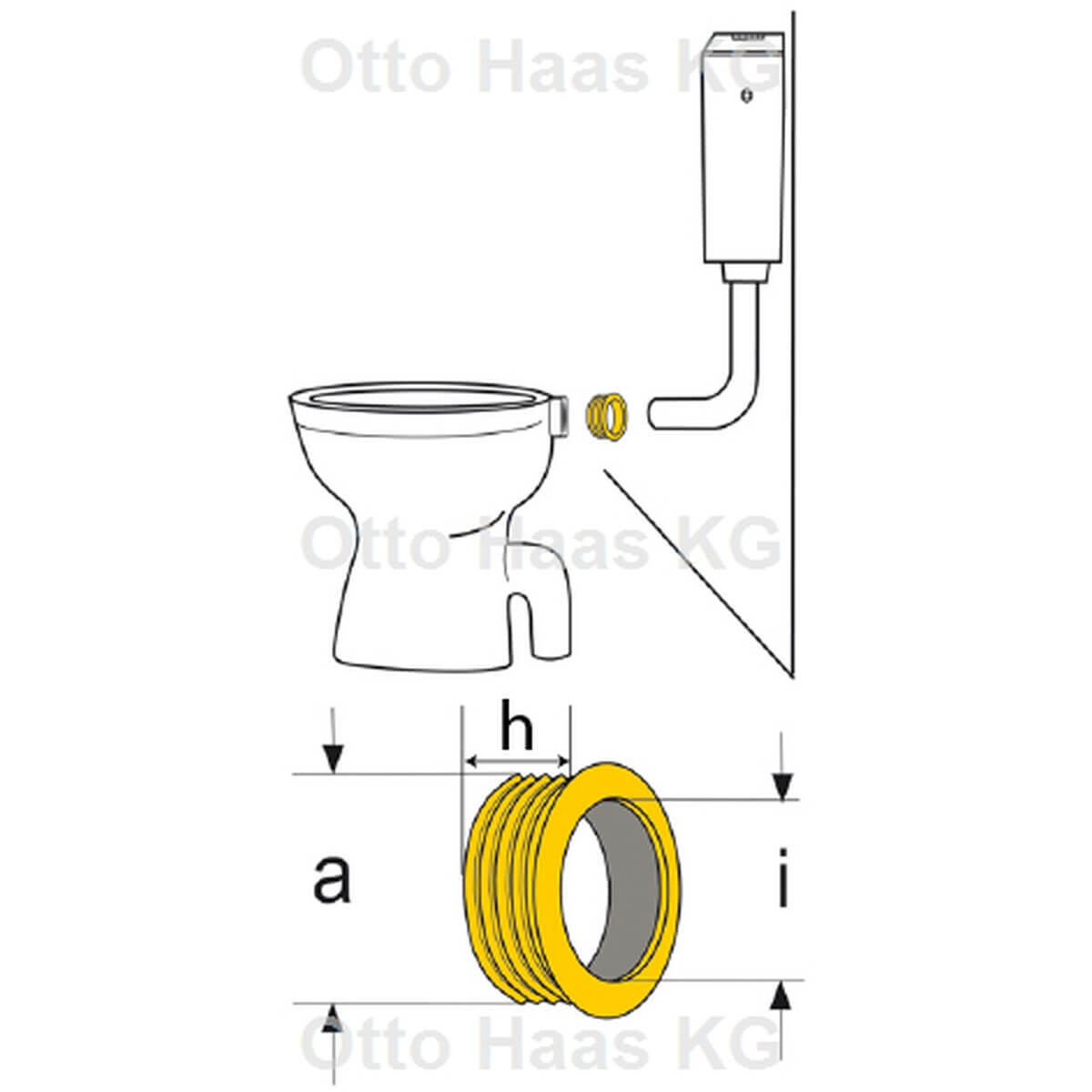 Haas Gummi-Spülrohrverbinder 40 x 59 x 22 mm weiß für Euro-WC