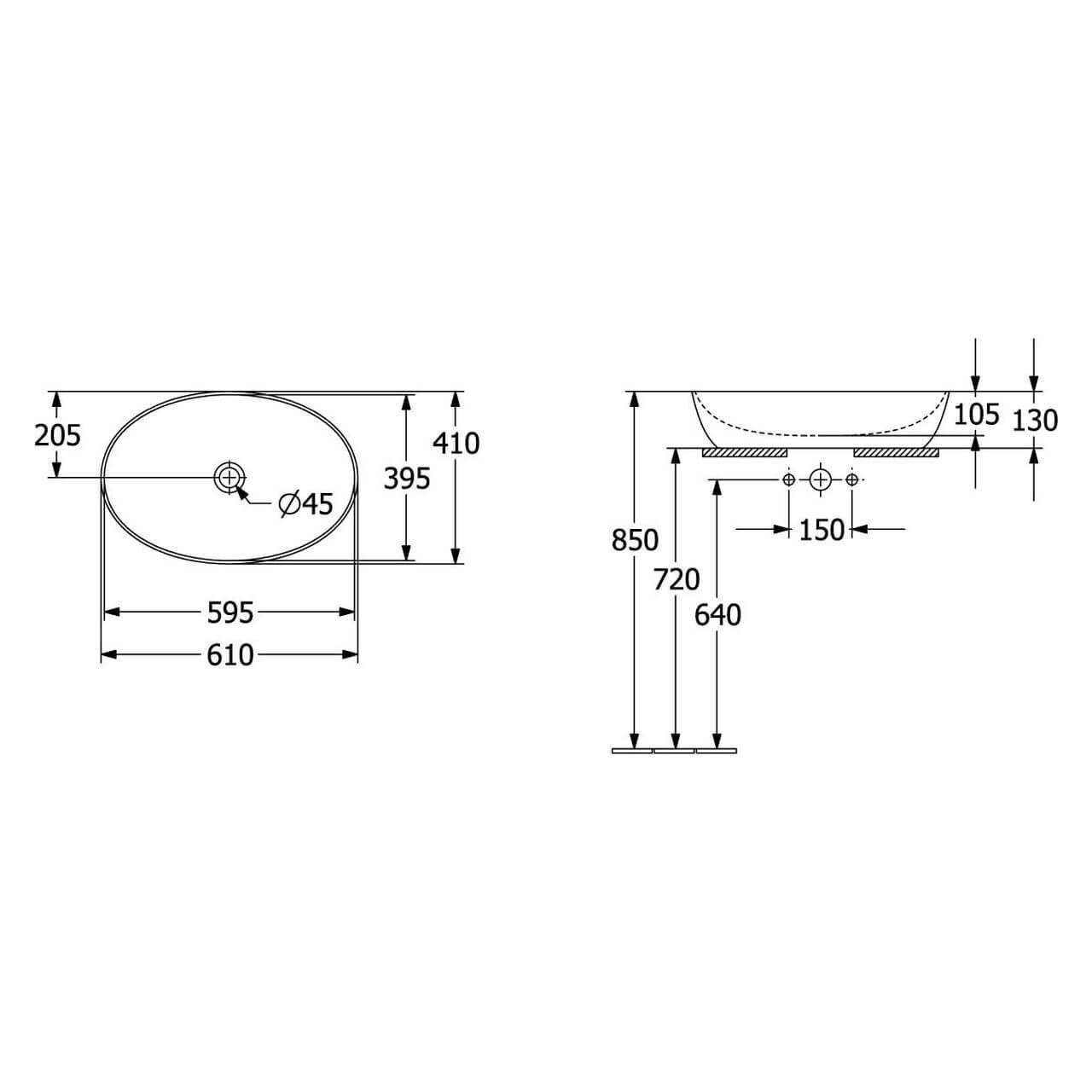 Villeroy & Boch Aufsatzwaschtisch Artis 61x41 cm Oval Weiß