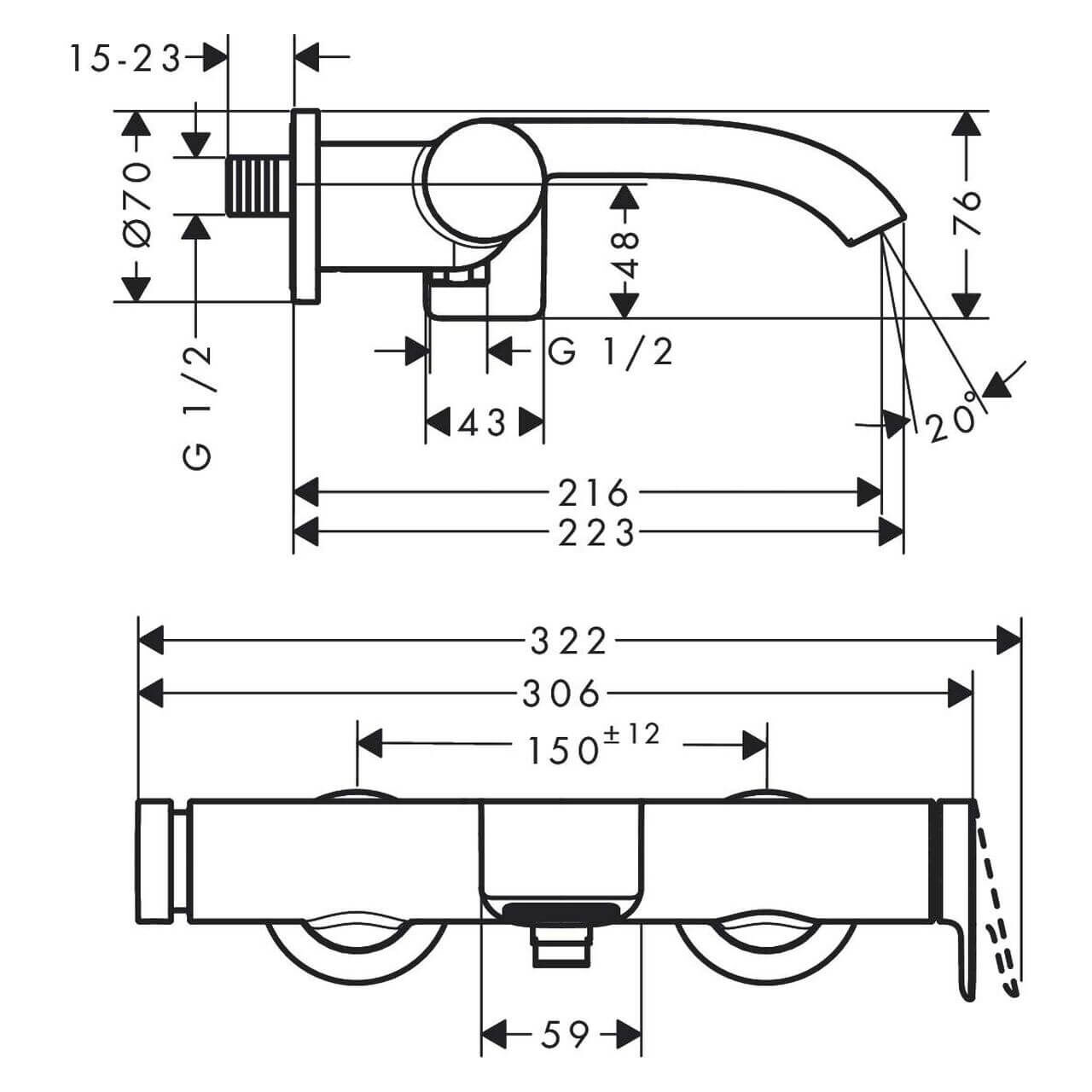 Hansgrohe Badewannenarmatur Vivenis Chrom