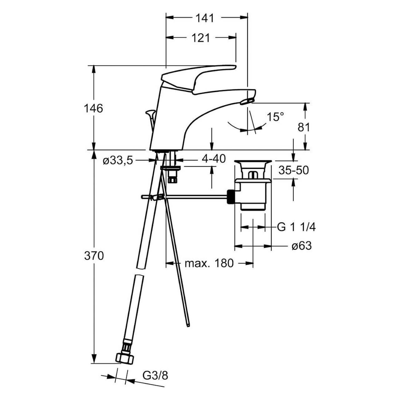 Hansa Waschtischarmatur Hansamix Chrom mit Ablaufgarnitur, verschraubter Anschluss