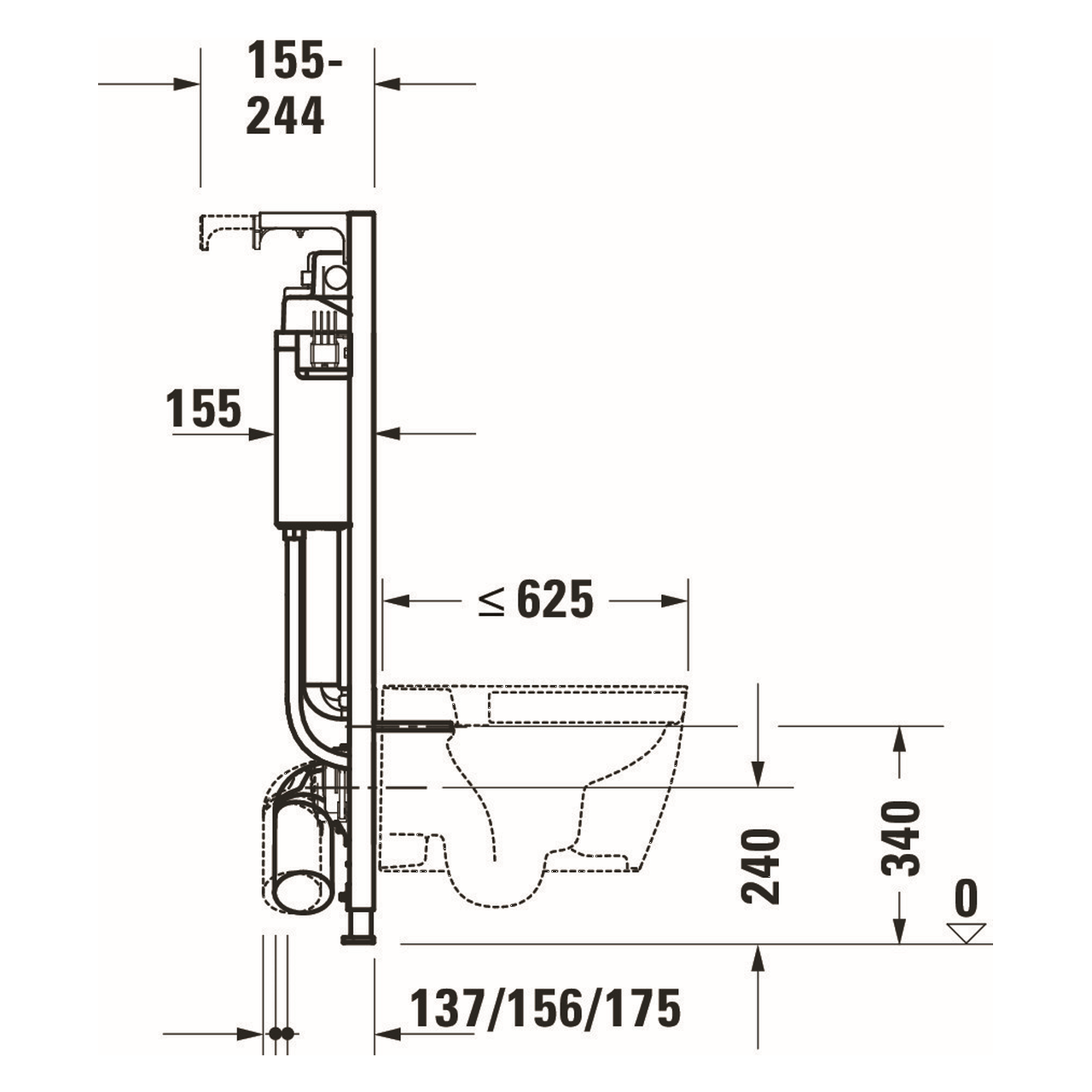 Duravit - WC-Element - DuraSystem 50 x 114,8 cm Standard vormontiert