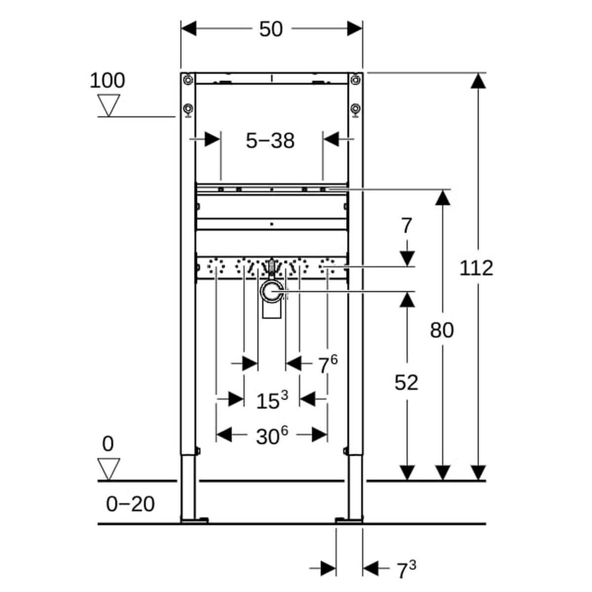 Geberit Waschtisch-Element Duofix Basic BH 112 cm für Standarmatur