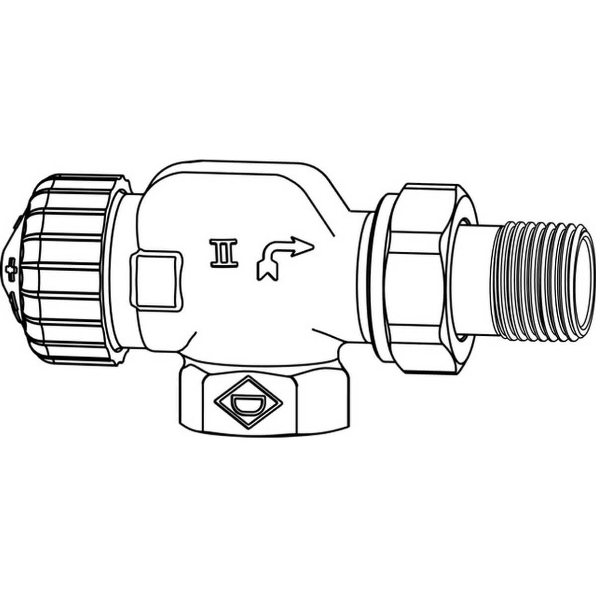 Heimeier Th-Vtl-Untert V-exact II Rp 3/8 x R 3/8 Axial Rotguss vernickelt
