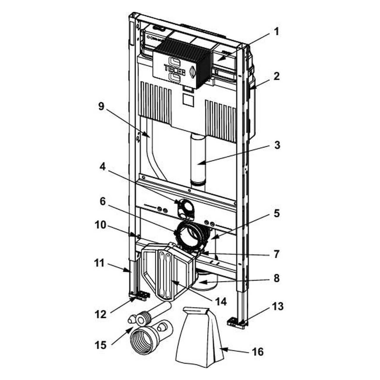 Tece WC-Modul Teceprofil 1120 mm mit Spülkasten