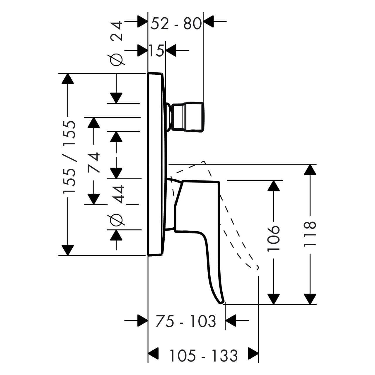 Hansgrohe Badarmatur Metris Chrom Unterputz