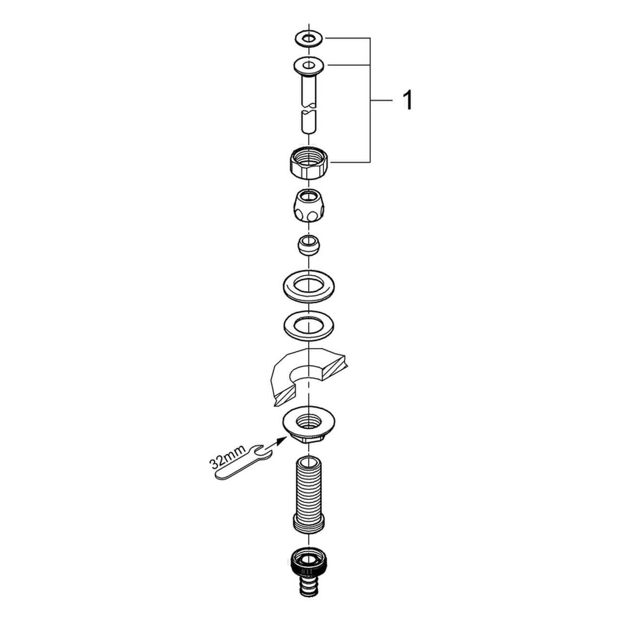 Grohe WAS-Spülendurchführung 1/2", verstellbar 7 cm Chrom