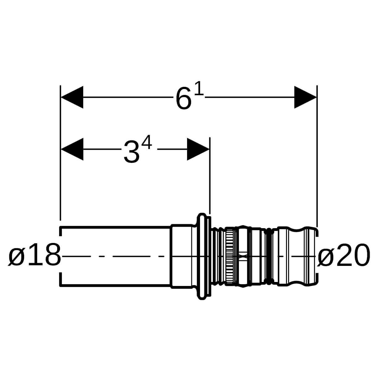 Geberit Übergang Mepla Ø 20-18 mm auf Mapress mit Einschubende Rotguss