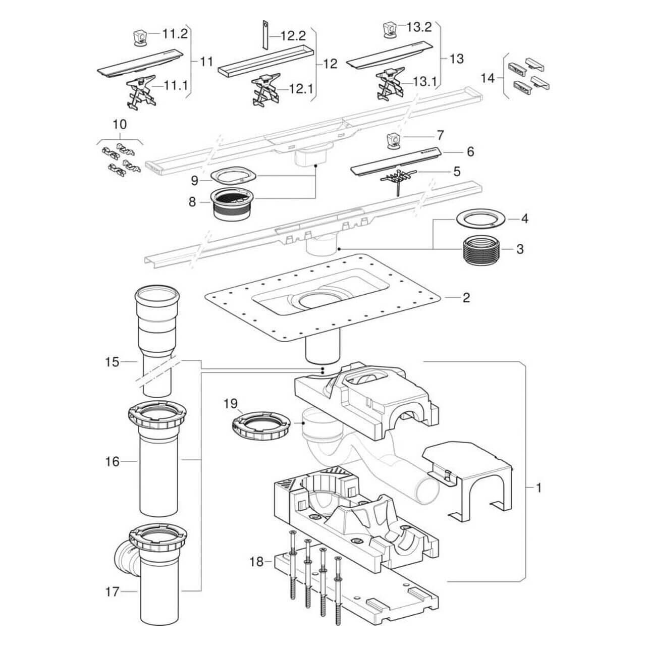 Geberit Rohbauset CleanLine Ø 50 mm für Deckendurchführung
