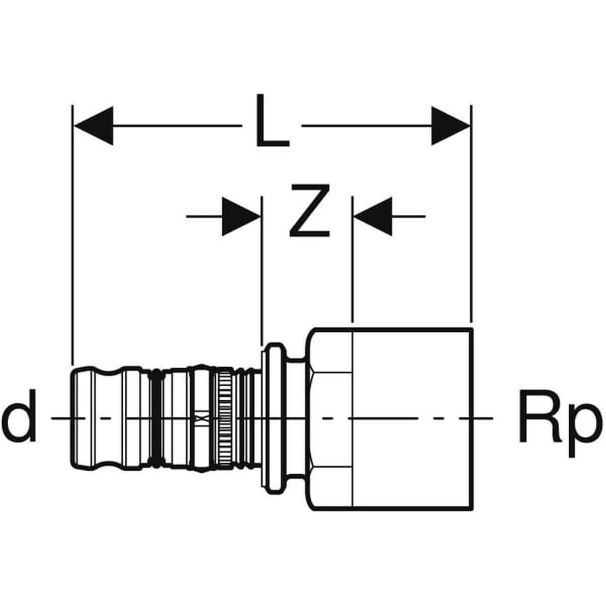 Geberit Übergang Mepla Ø 20 mm x Rp 3/4 mit IG Rotguss