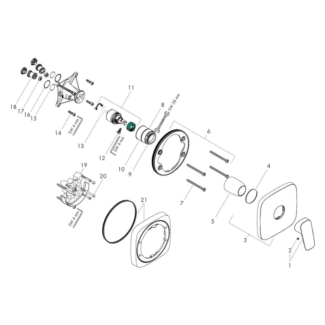 Hansgrohe Logis Duscharmatur Unterputz 1 Verbraucher - chrom