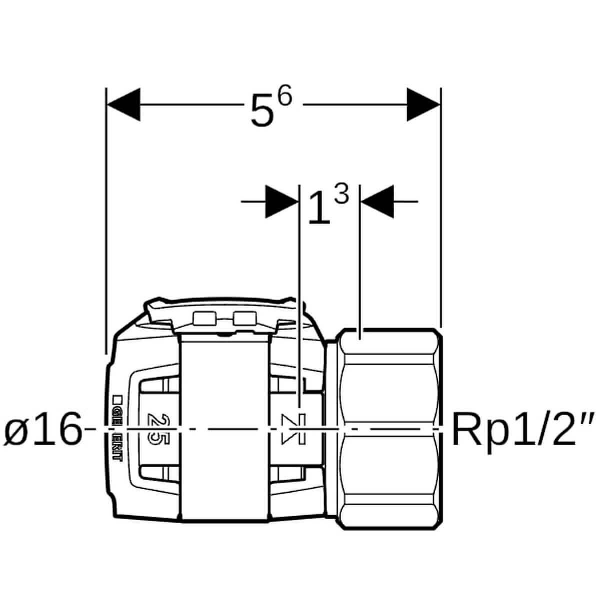 Geberit Übergang FlowFit Ø 16 mm Rp 1/2 mit Innengewinde