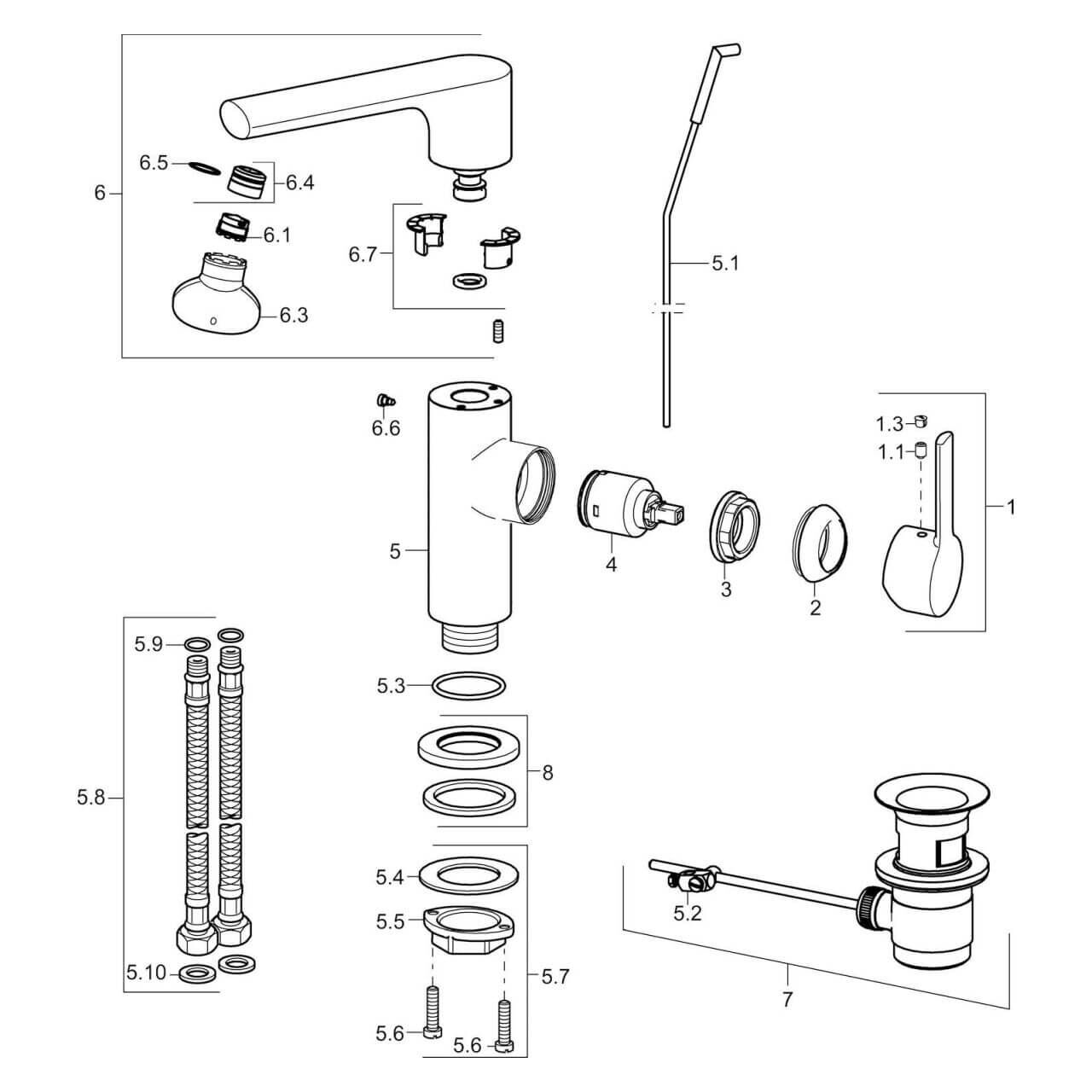 Hansa Waschtischarmatur Hansaronda Chrom DN 15