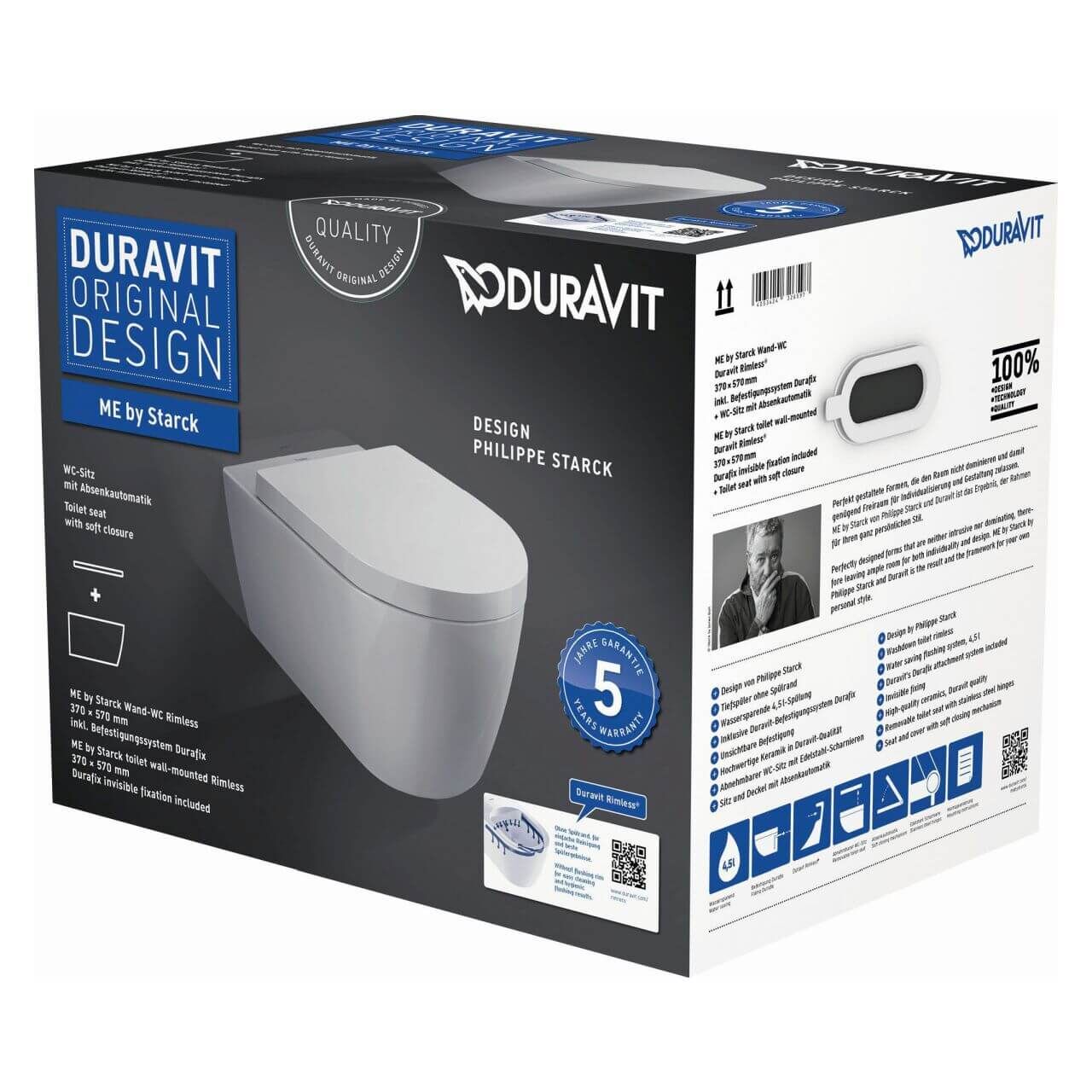 Duravit Wand-Tiefspül-WC Set Me by Starck Rimless Weiß (45290900A1) – jetzt bei Meds24 Duravit Wand-Tiefspül-WC Set Me by Starck Rimless Weiß (45290900A1)