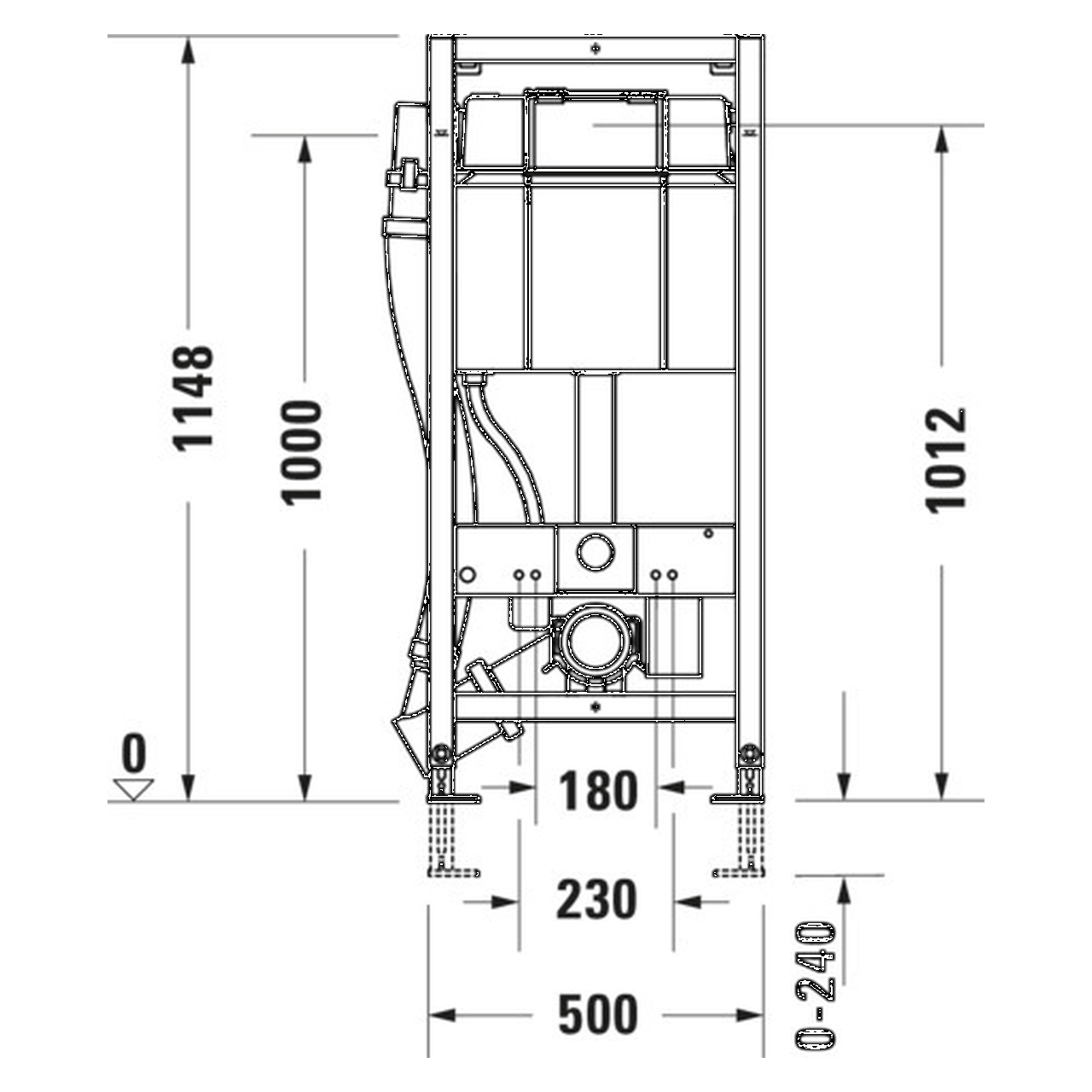 Duravit WC-Element DuraSystem 50x114,8 cm Geruchsabsaugung, Hygienespülung vormontiert (WD1014000000)