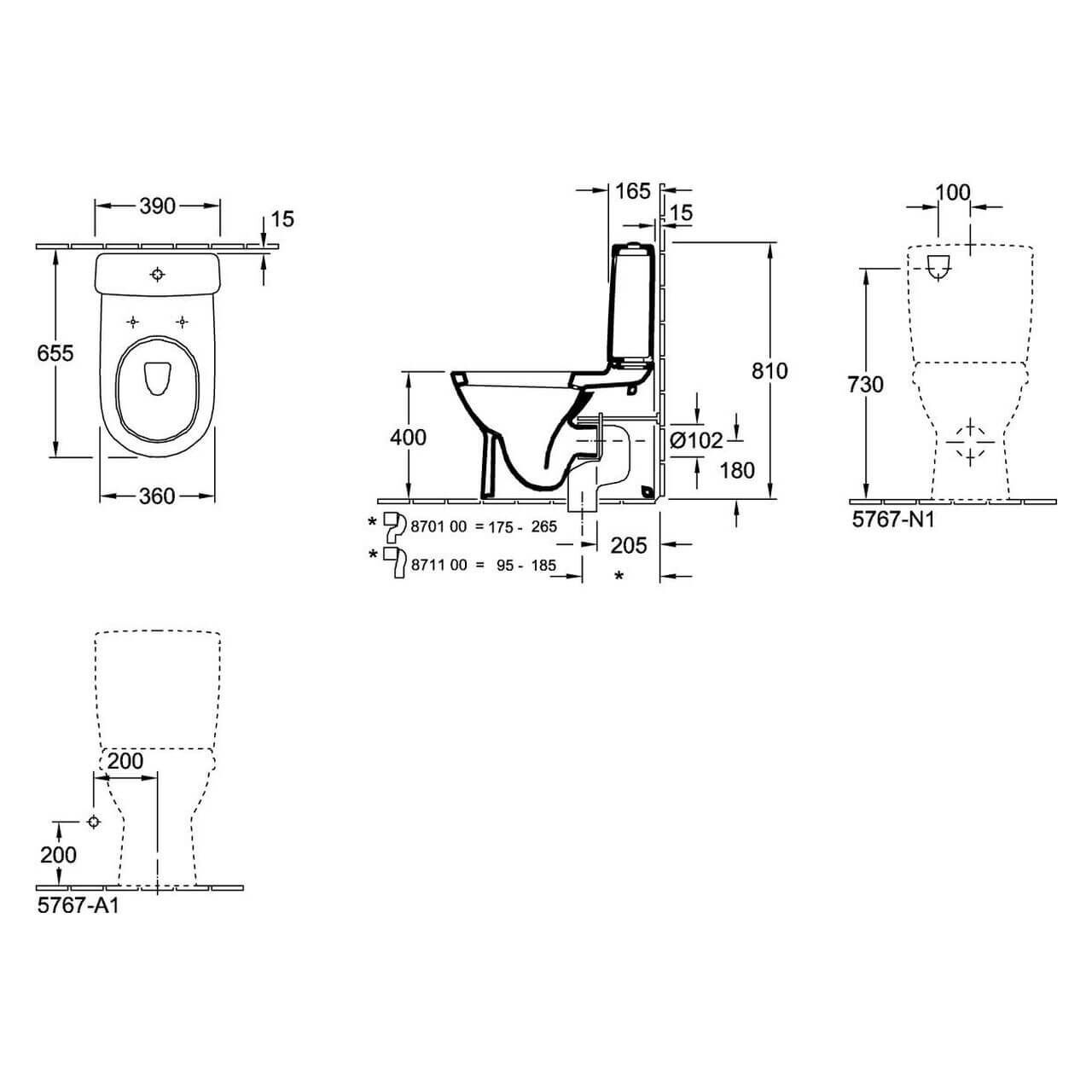 Villeroy & Boch Stand-Tiefspül-WC O.NOVO C-Plus AQUAREDUCT Weiß (565810R1)