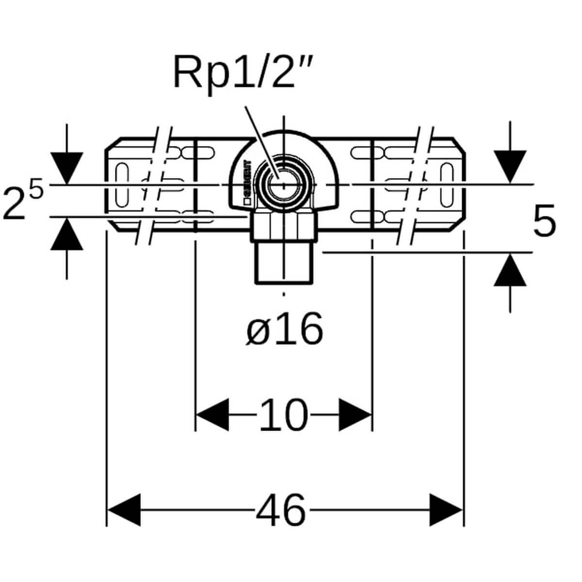Geberit Anschlusswinkel Mepla Ø 16 mm x Rp 1/2 x 52 mm 90° einfach vormontiert