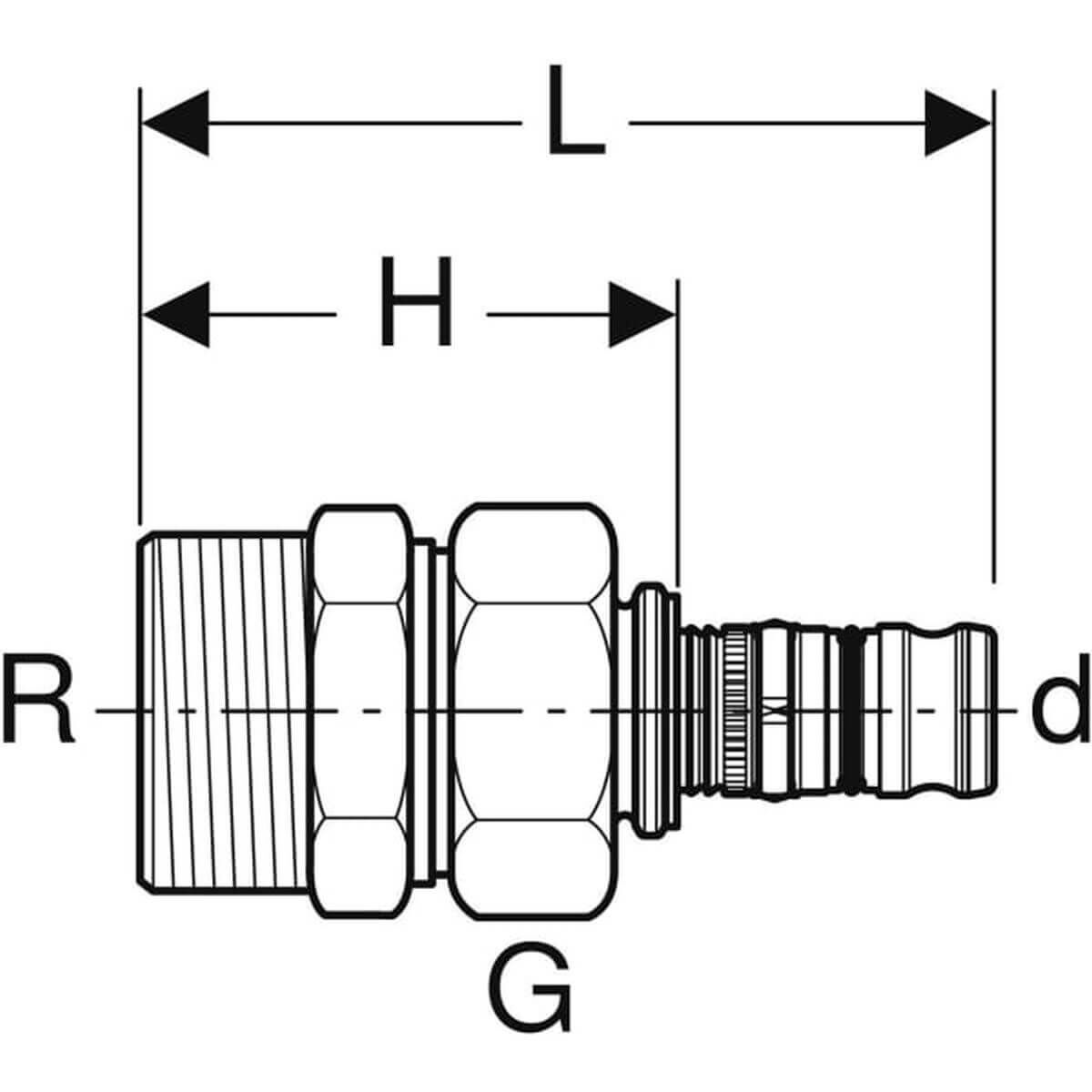 Geberit Übergangsverschraubung Mepla Ø 26 mm x R 3/4 mit AG Rotguss
