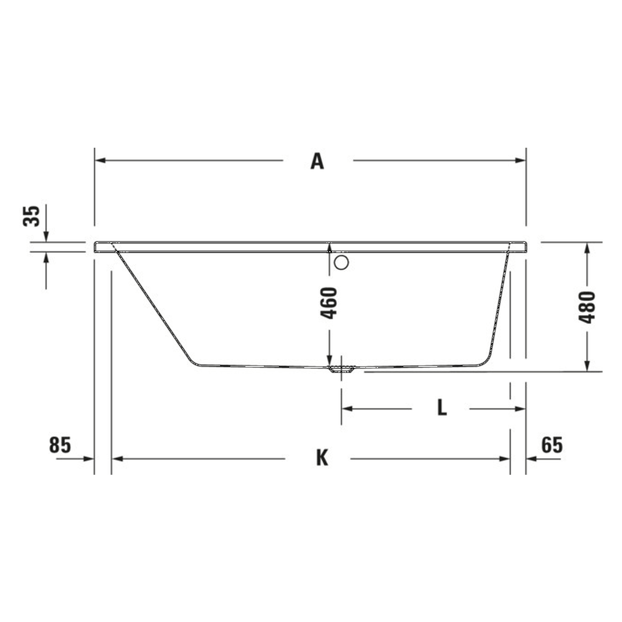 Duravit Trapez-Badewanne No.1 170x100 cm Weiß links