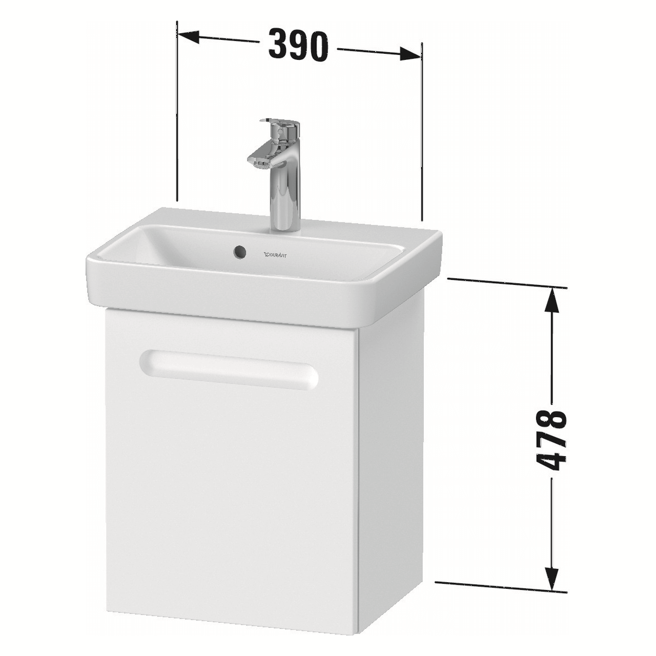 Duravit Waschtischunterschrank No.1 39x34,6x47,8 cm Weiß Matt Tür rechts (N14266R18180000)