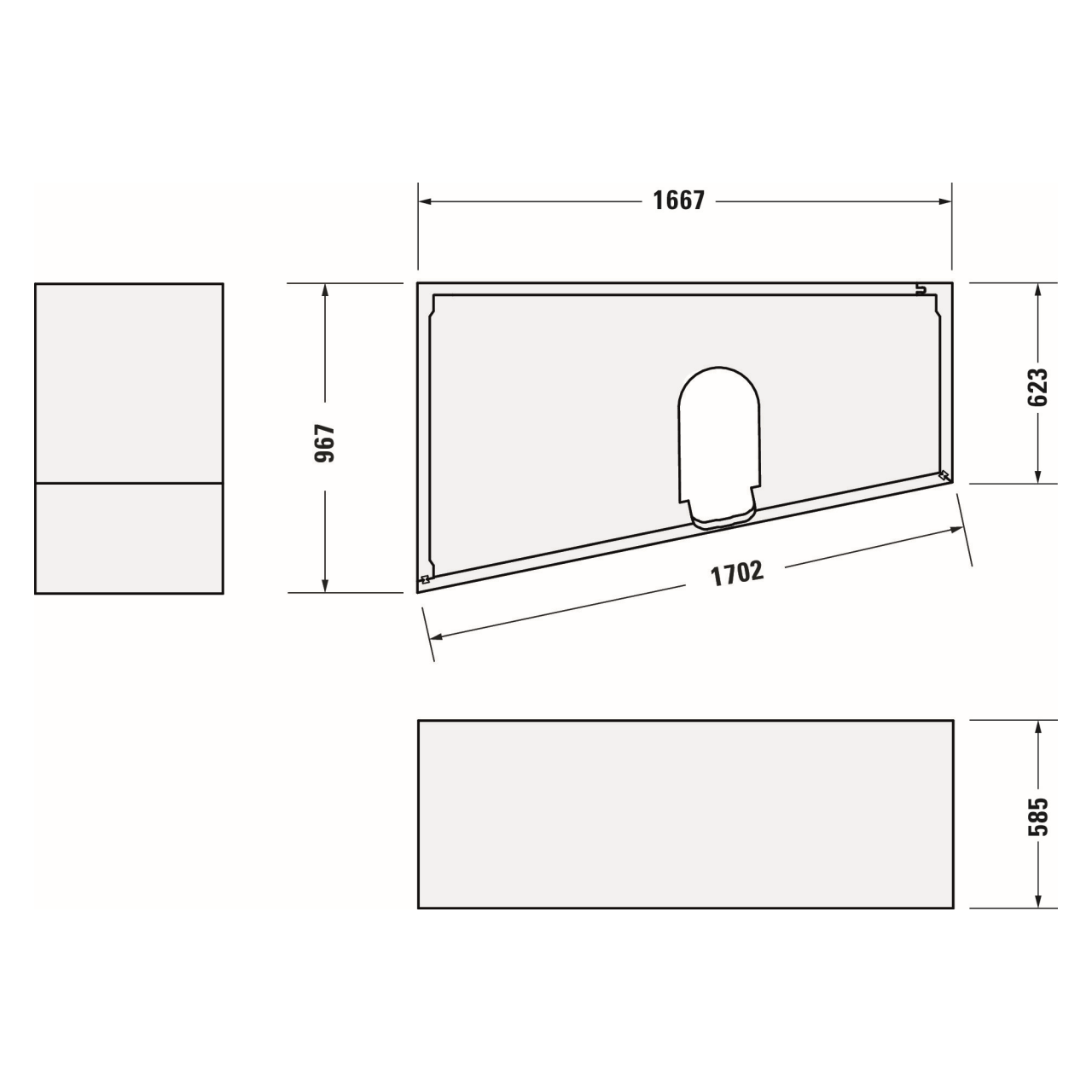 Duravit Trapez-Badewanne No.1 170x100 cm Weiß links