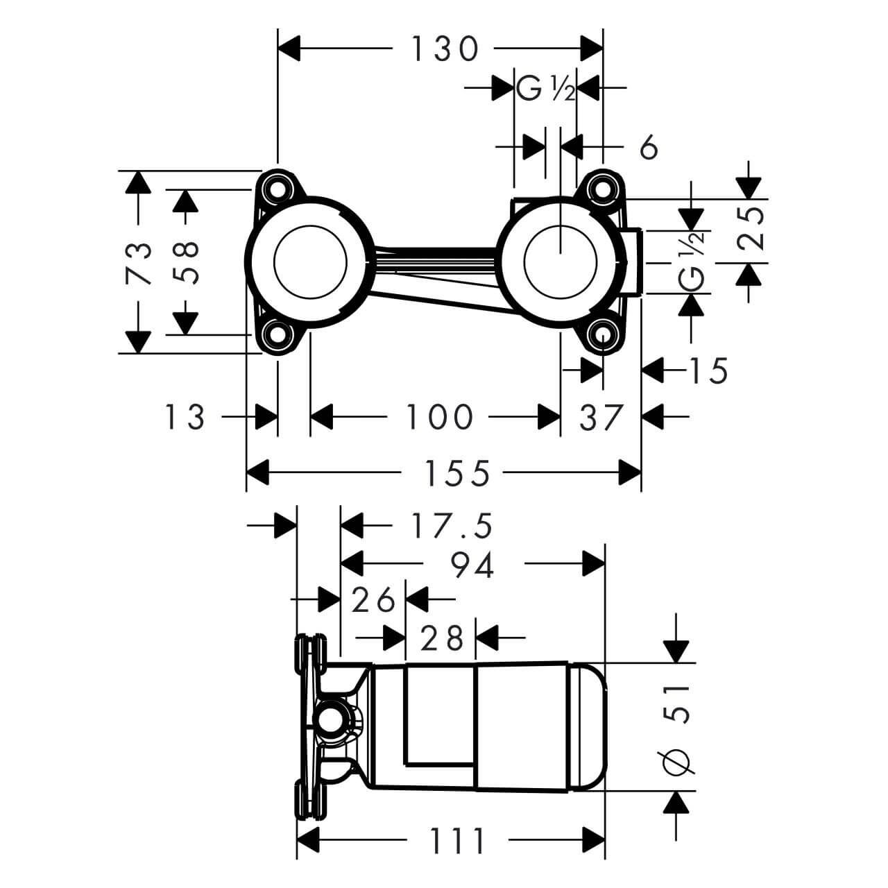 Hansgrohe Grundkörper Unterputz für Waschtischarmaturen