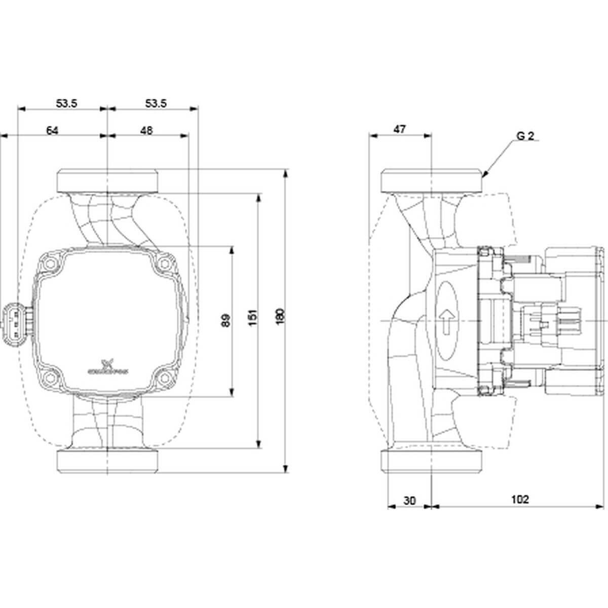 Grundfos Umwälzpumpe ALPHA1 GO 32-60 - 180 mm 230 V