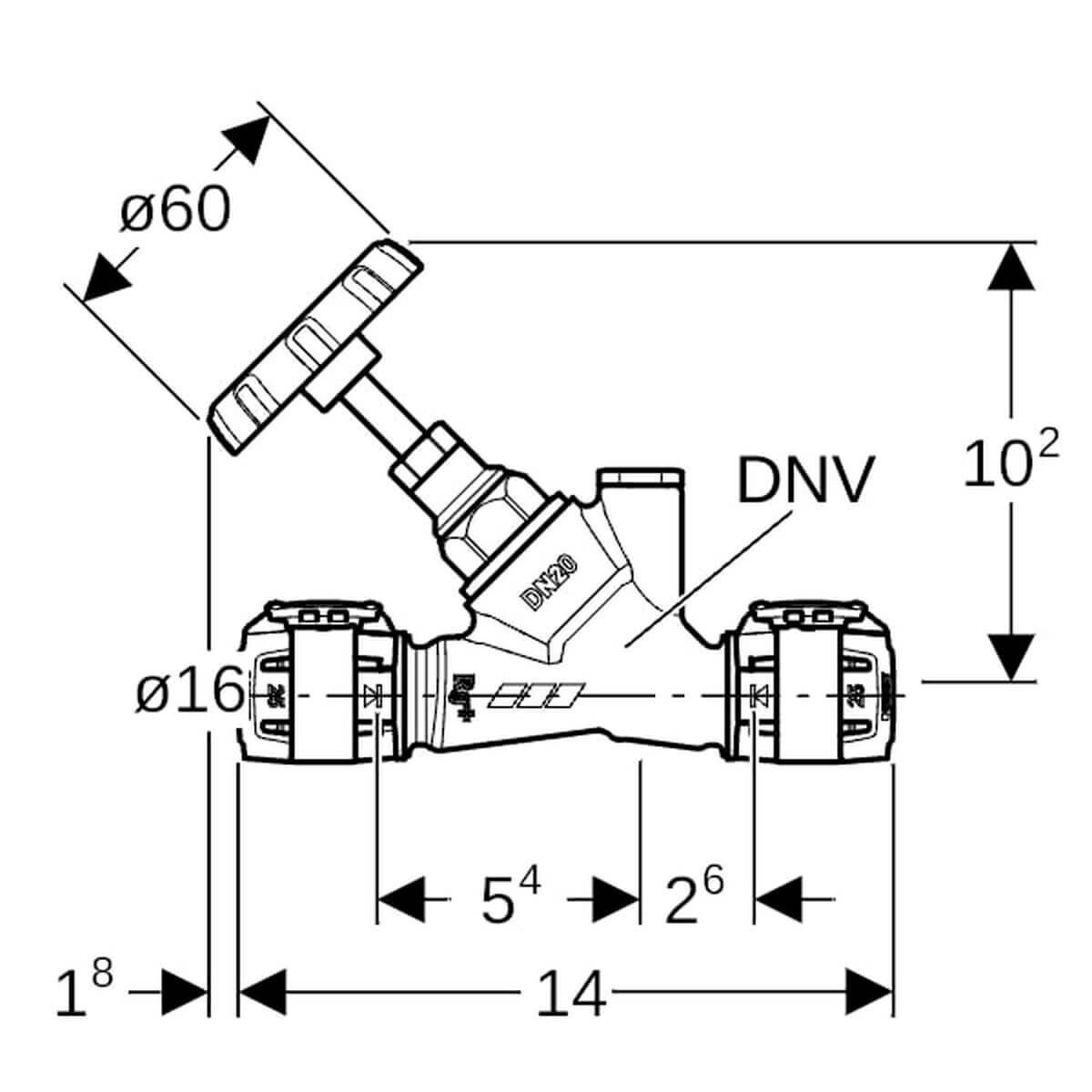 Geberit Schrägsitz-Absperrventil FlowFit Ø 16 mm