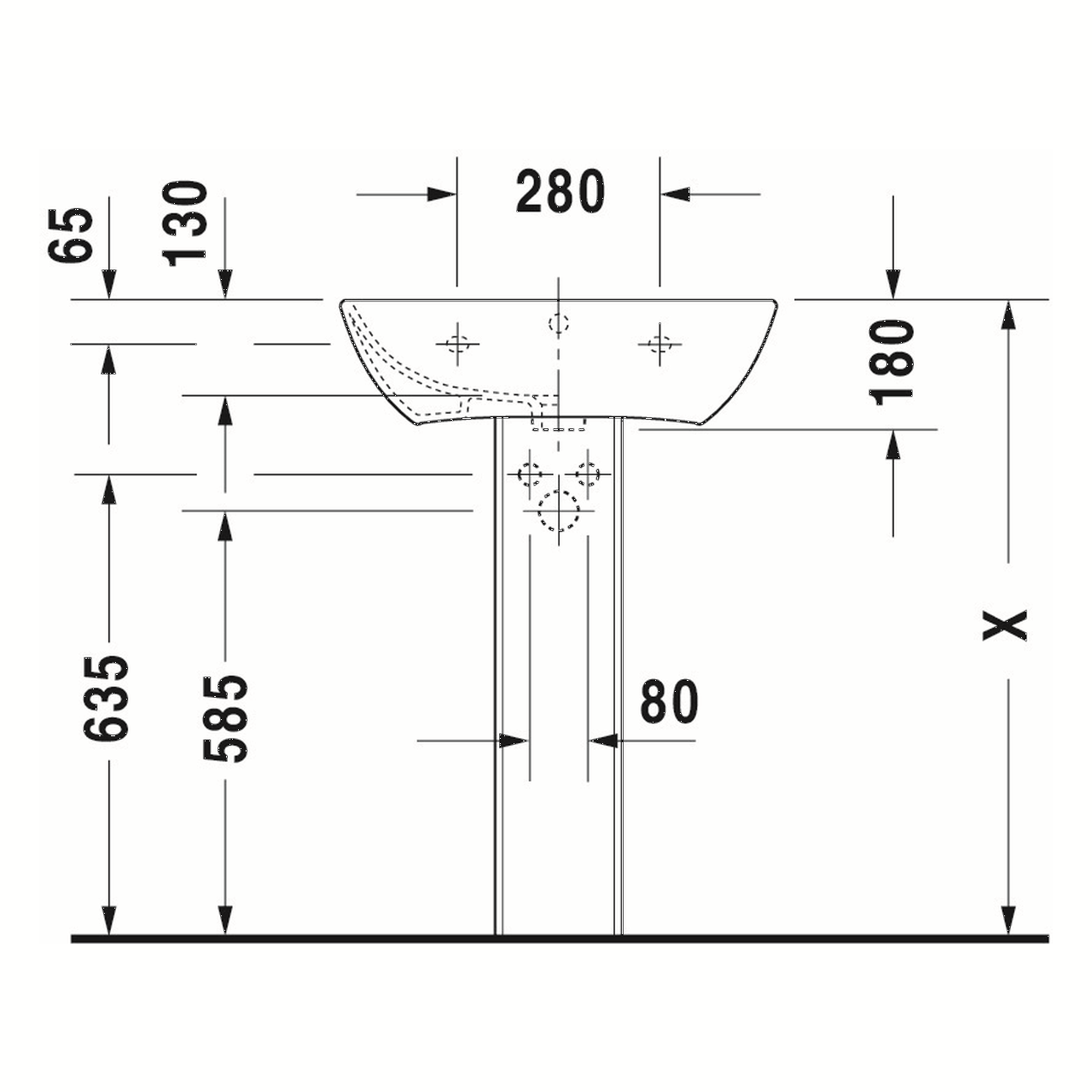 Duravit Waschtisch Me by Starck 60x46 cm Weiß mit Hahnloch und Überlauf