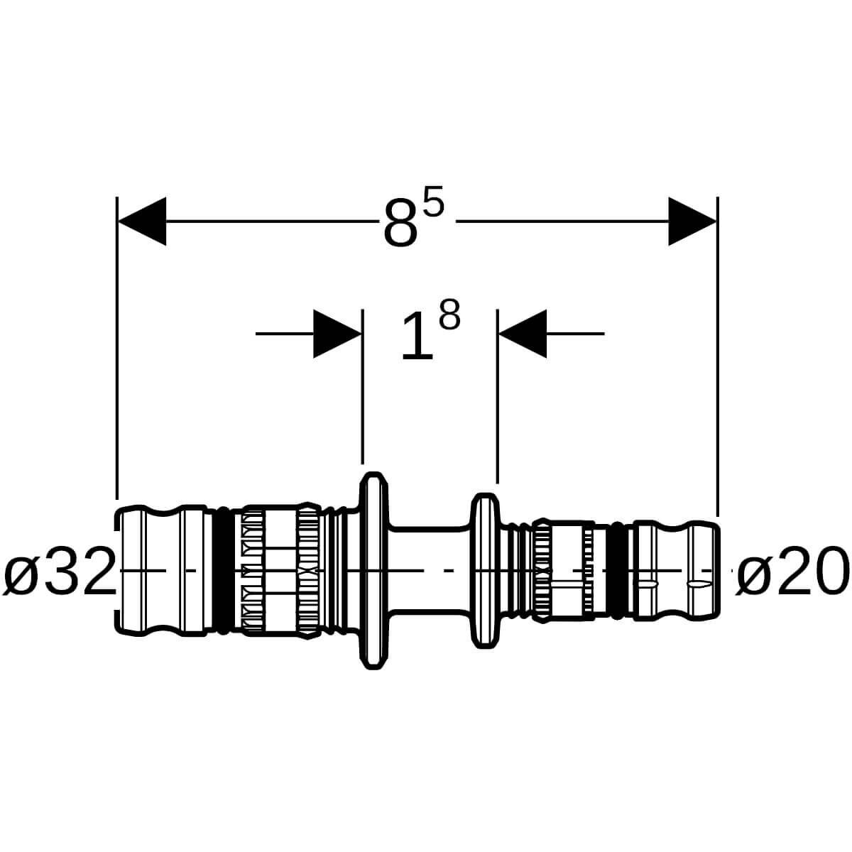 Geberit Reduktion Mepla Ø 32 x 20 mm PVDF