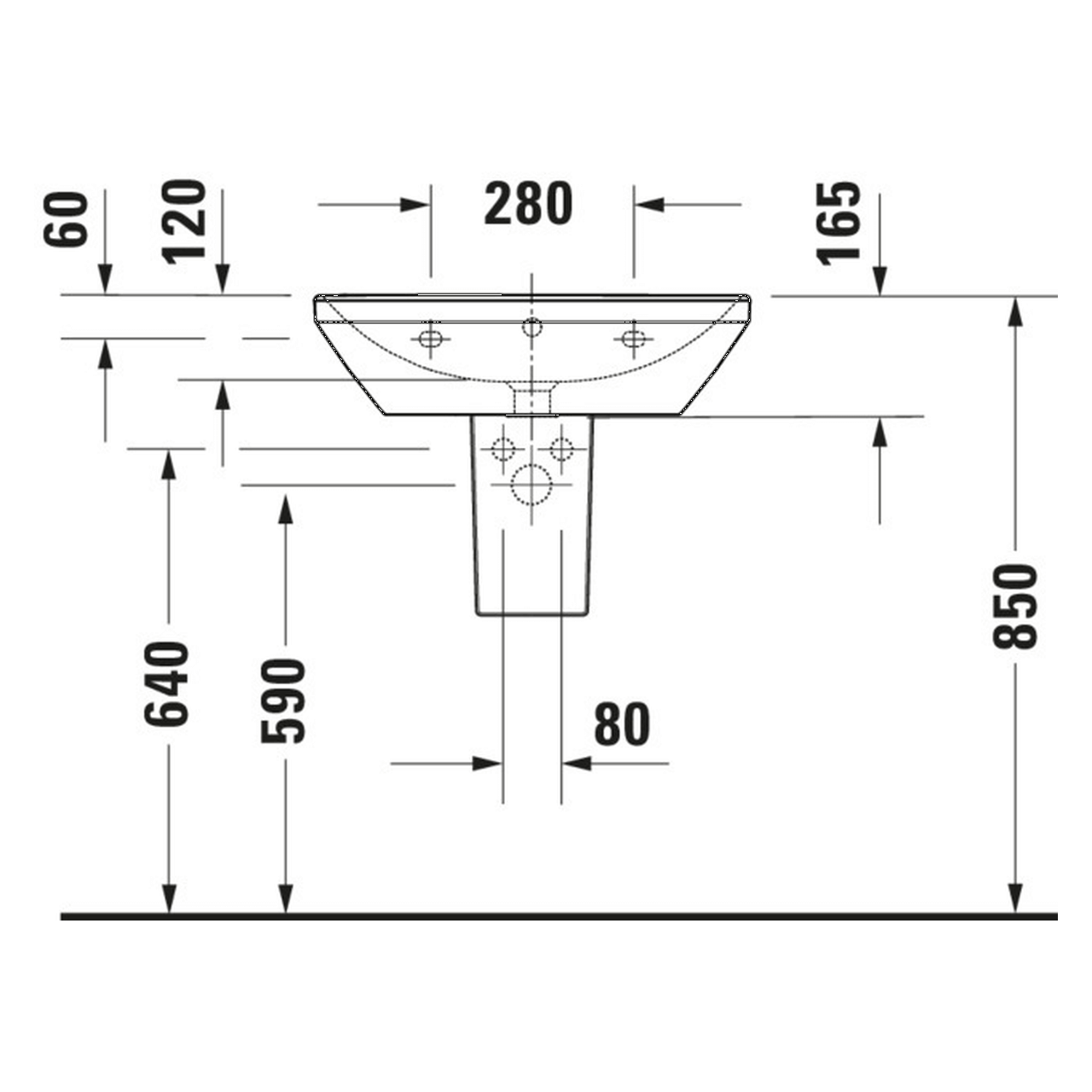 Duravit Waschtisch D-Neo 60x44 cm Weiß mit Hahnloch und Überlauf