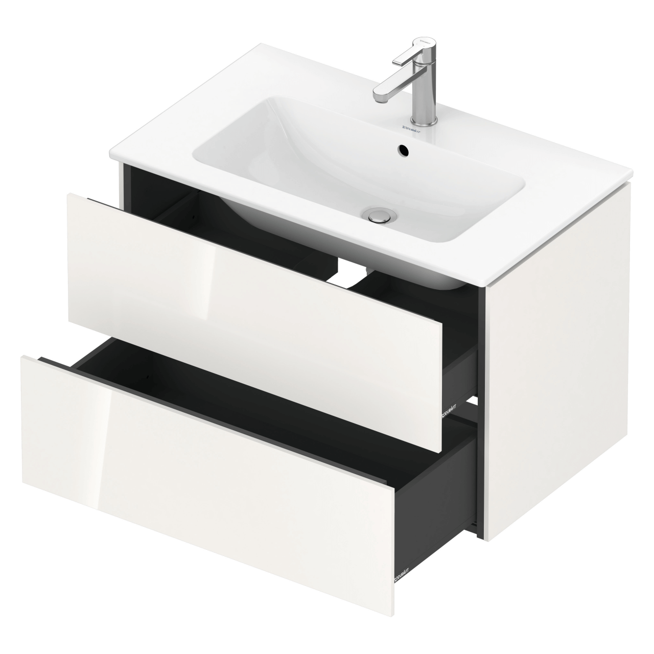 Duravit Waschtischunterschrank L-Cube 82x48,1 cm Weiß Hochglanz 2 Schubkästen