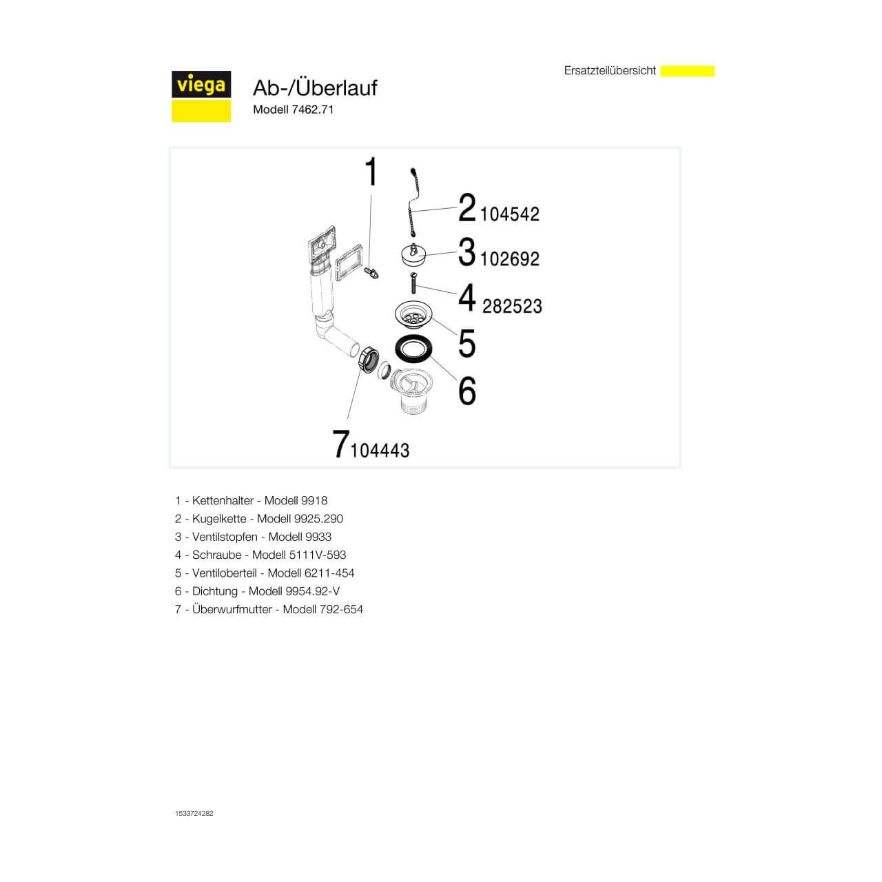 Viega Ab-/Überlaufgarnitur 7462.71 Weiß Kunststoff
