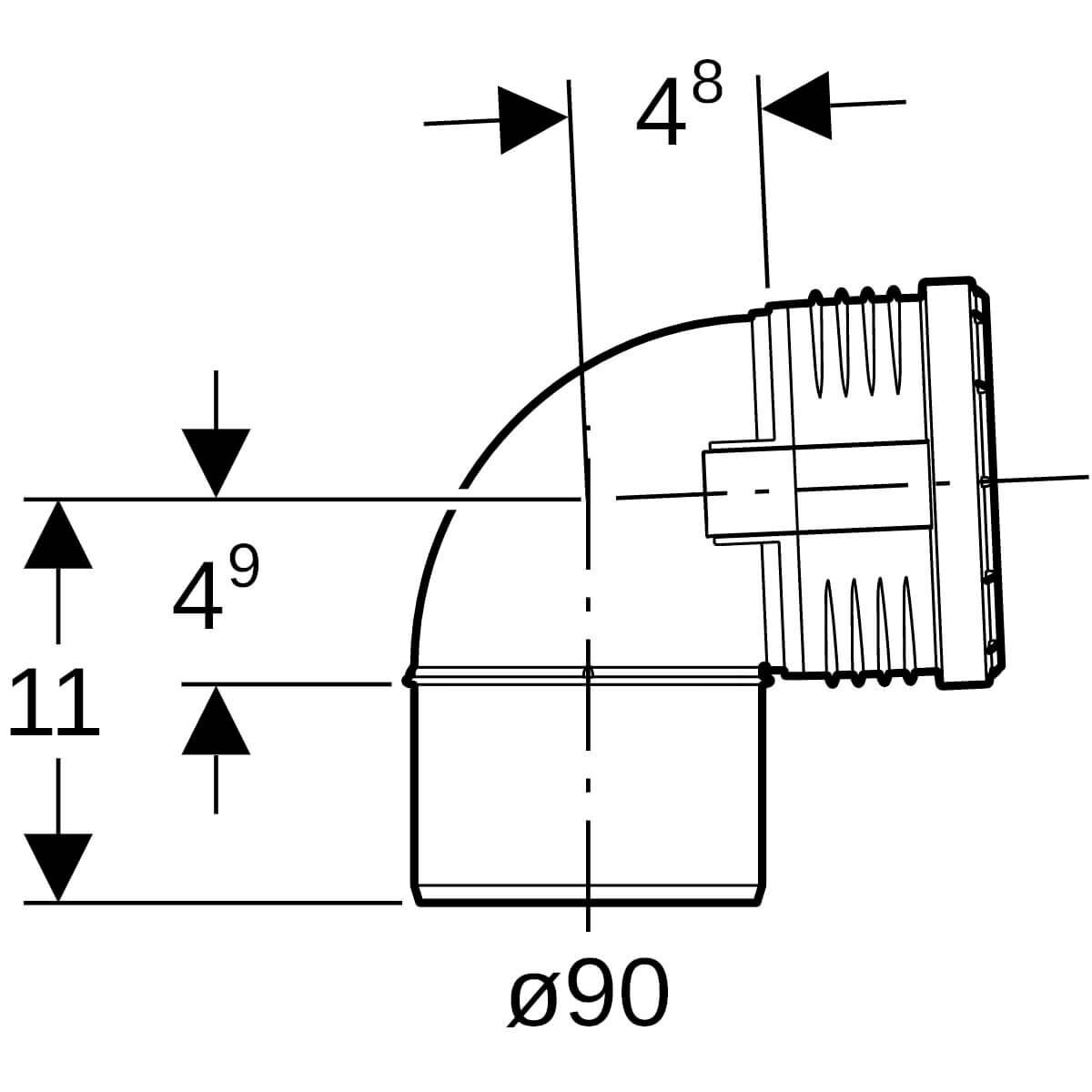 Geberit Bogen Silent PP DN 90 87,5° schalloptimiert
