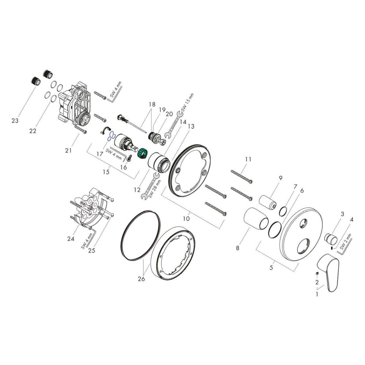 Hansgrohe Badarmatur Focus Chrom mit Umstellung