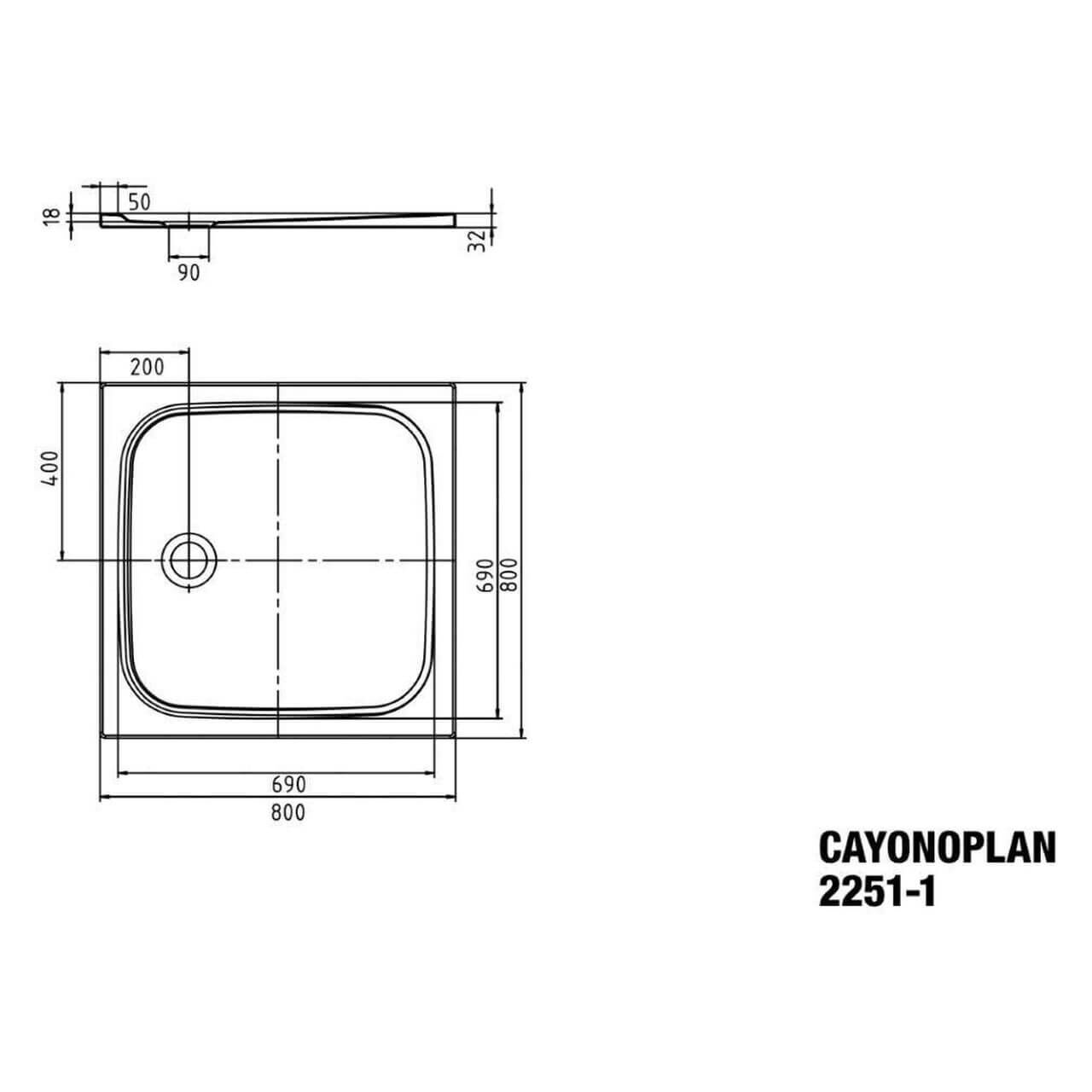 Kaldewei Duschwanne Cayonoplan 80x80x1,8 cm Weiß