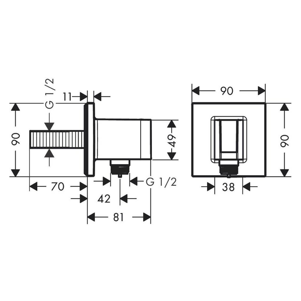Hansgrohe Wandanschluss Fixfit E Chrom mit Halter