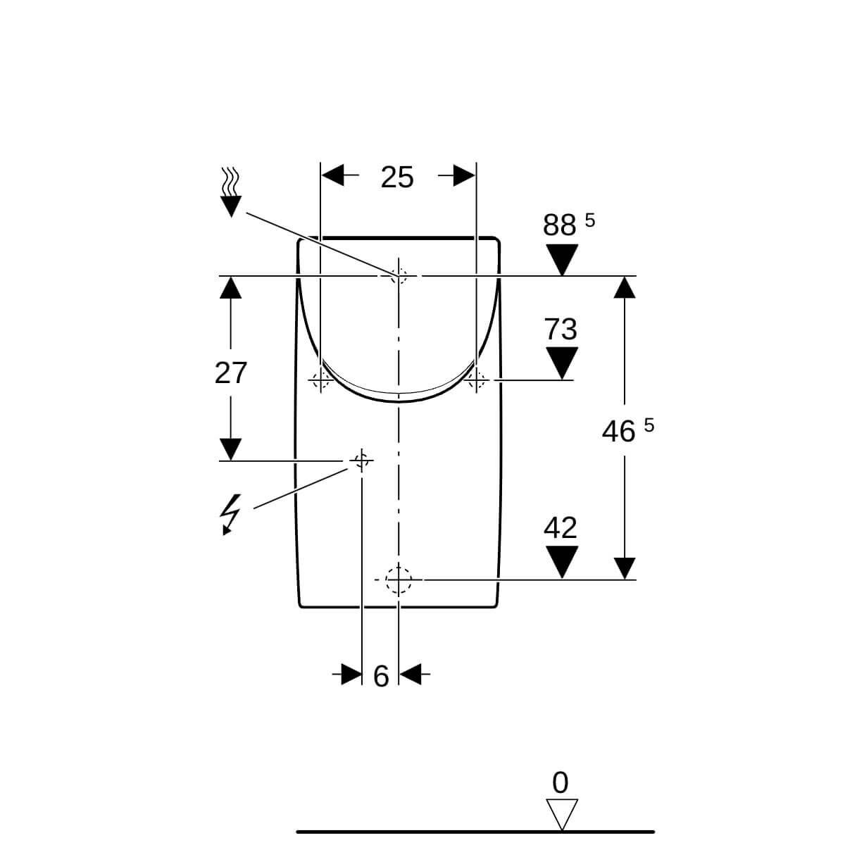 Geberit Urinal Renova Plan weiß mit Deckel Zulauf/Abgang hinten