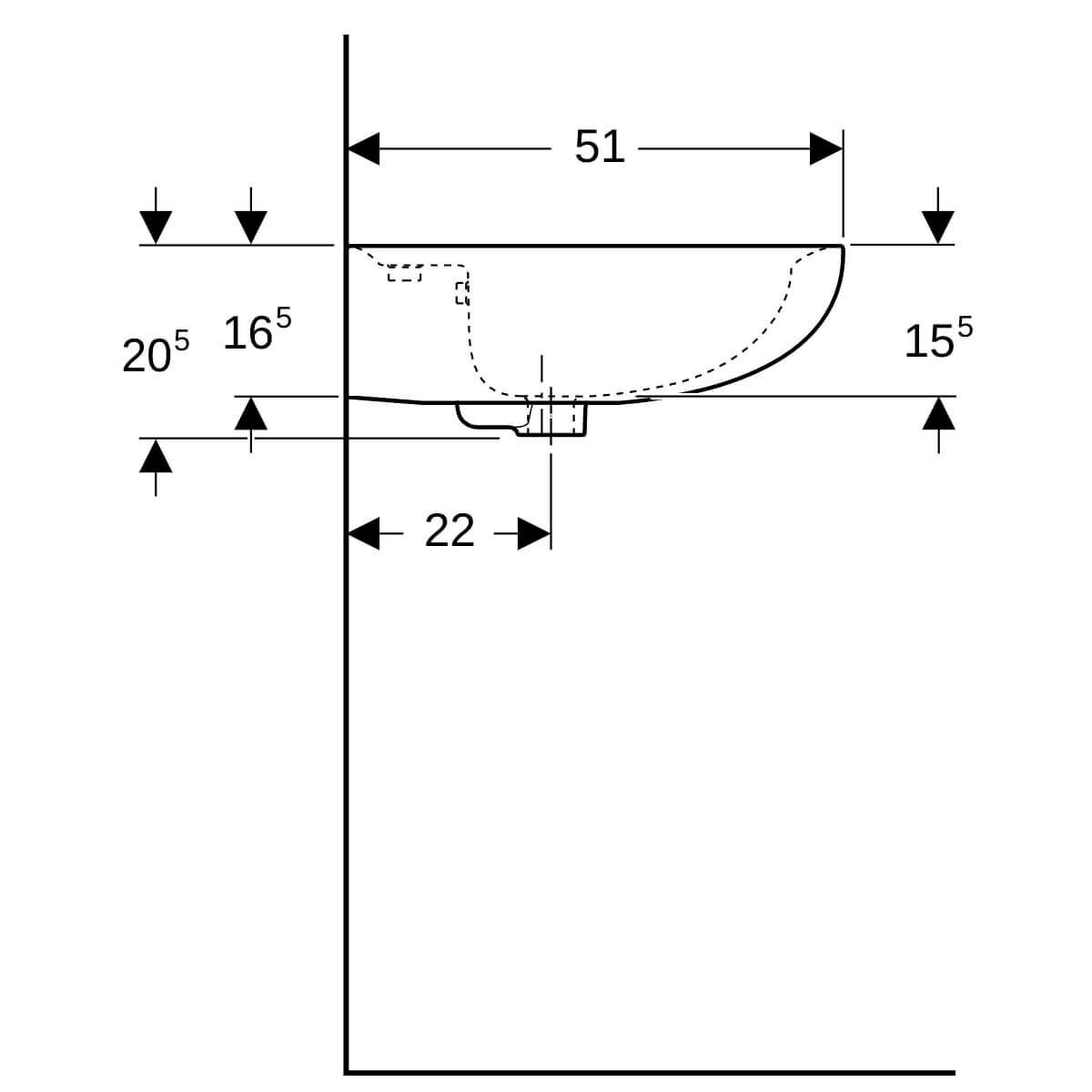 Geberit Waschtisch Renova 65 x 51 cm bahamabeige mit Hahnloch und Überlauf