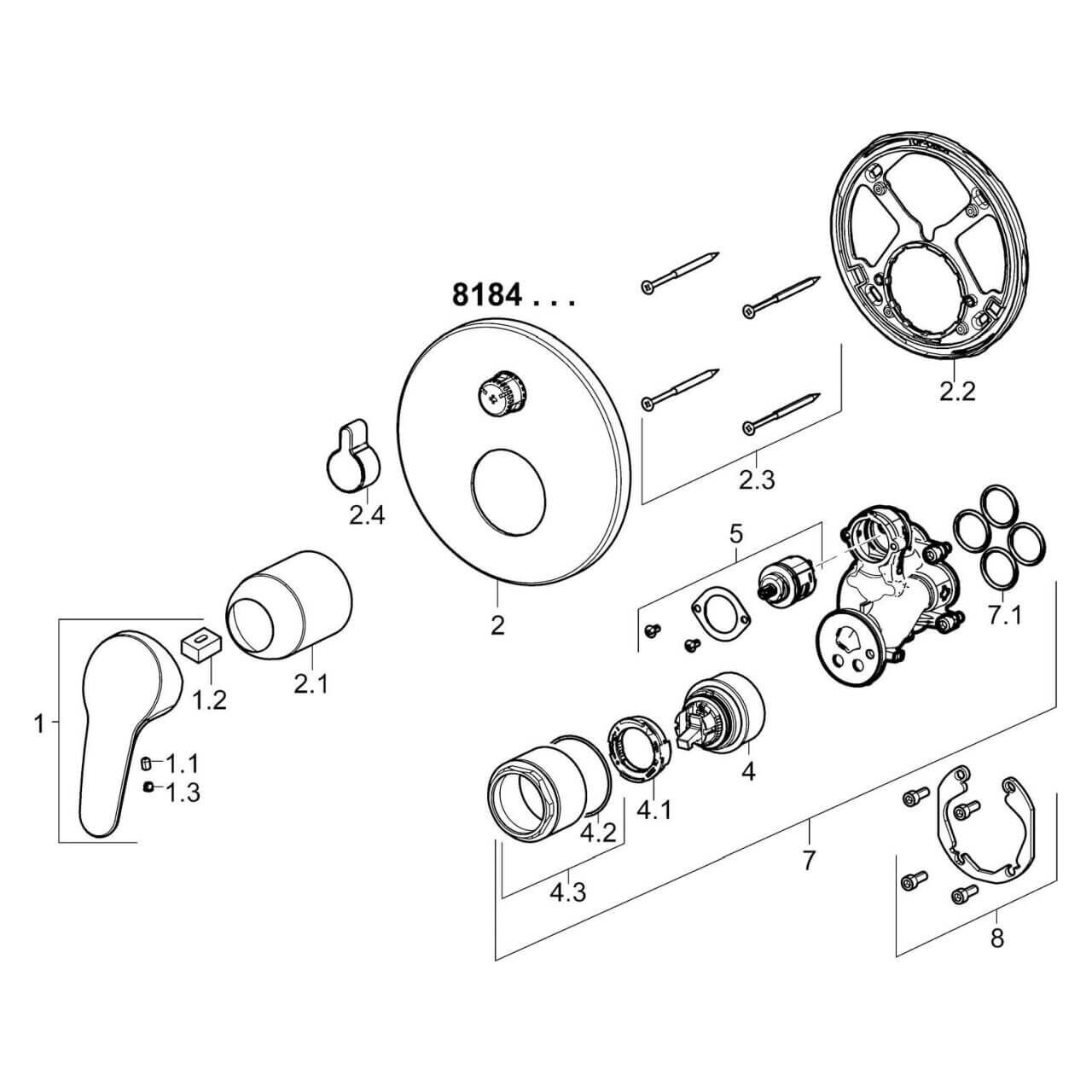Hansa Badarmatur Hansamix Chrom, UP-Wannen-Einhebelmischer Fertigmontageset