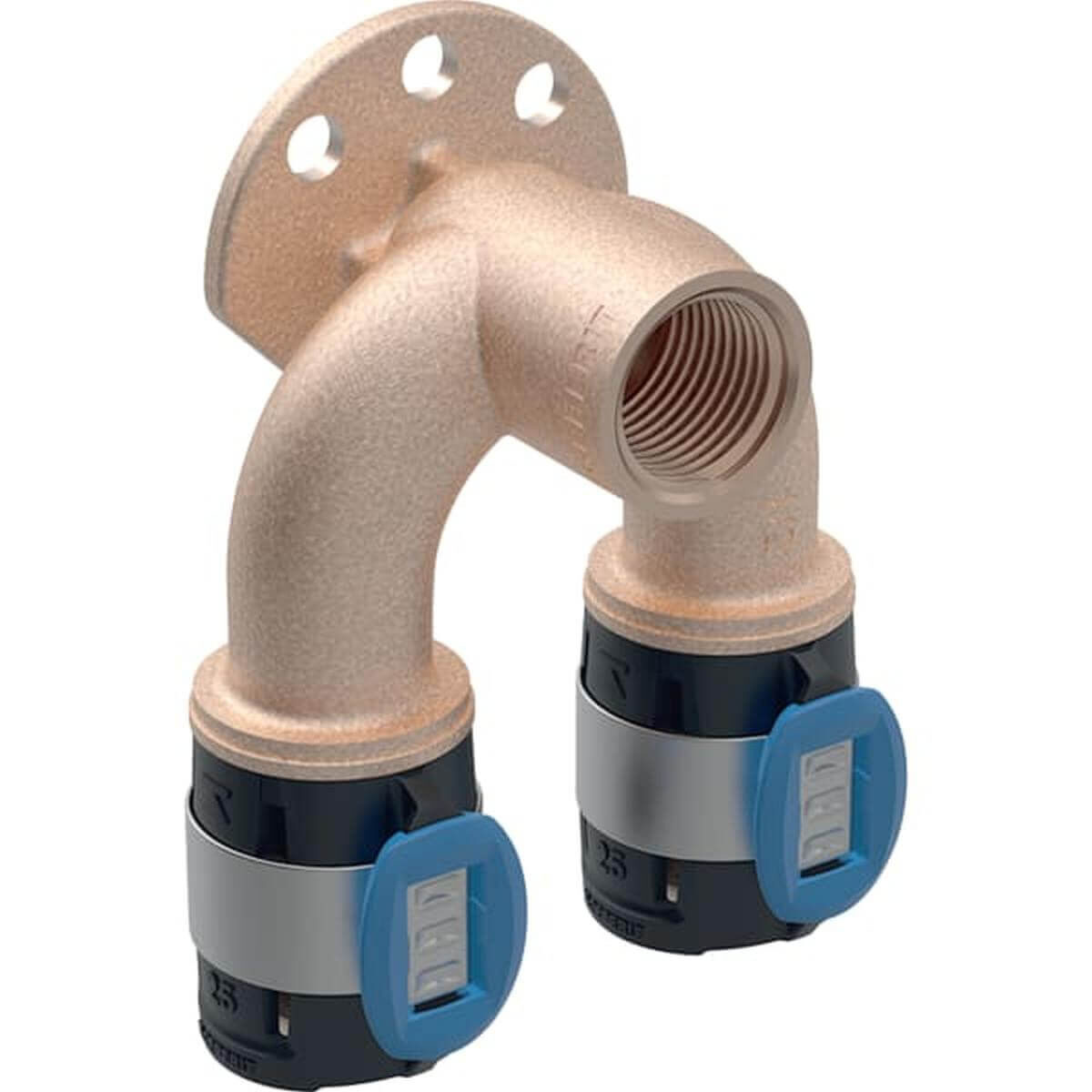 Geberit Doppelanschlusswinkel FlowFit Ø 16 mm x Rp 1/2 x 16 mm 52 mm 90°