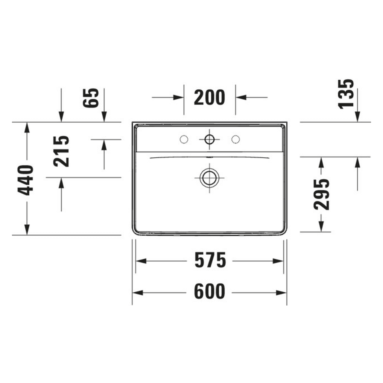 Duravit Waschtisch D-Neo 60x44 cm Weiß mit Hahnloch und Überlauf