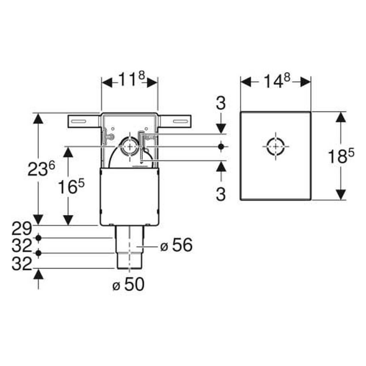 Geberit Unterputz-Geruchsverschluss 50/56 mm Wandeinbau