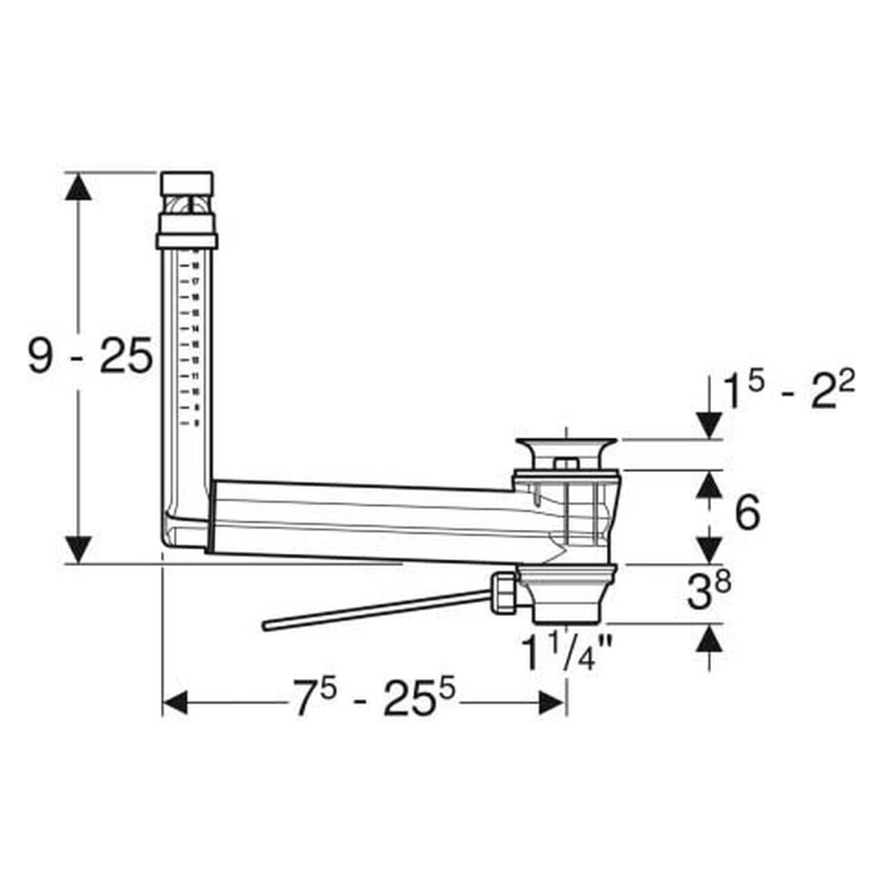 Geberit Clou Ab-/Überlaufventil mit Hebel für verdeckten Überlauf