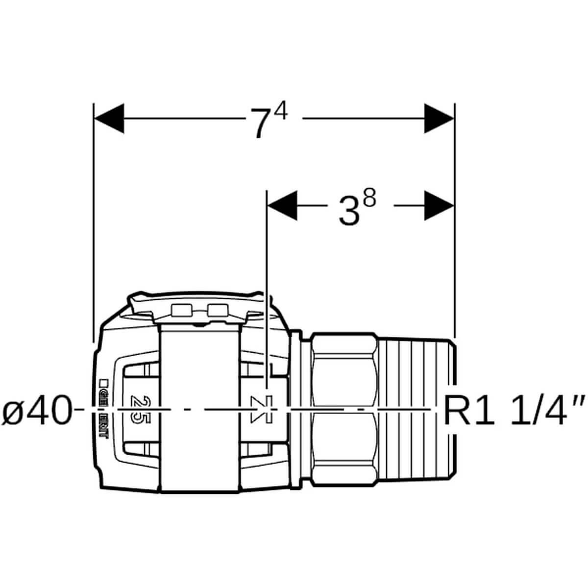 Geberit Übergang FlowFit Ø 40 mm R 1 1/4 mit Außengewinde