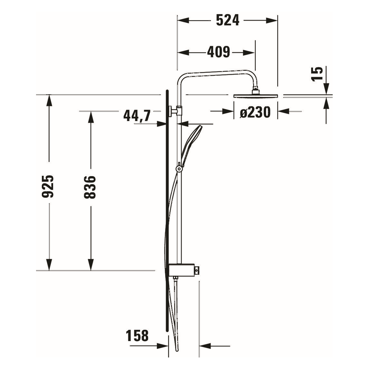 Duravit Duschsystem Shelf 1050 mit AP-Thermostat Weiß (TH4380008005)