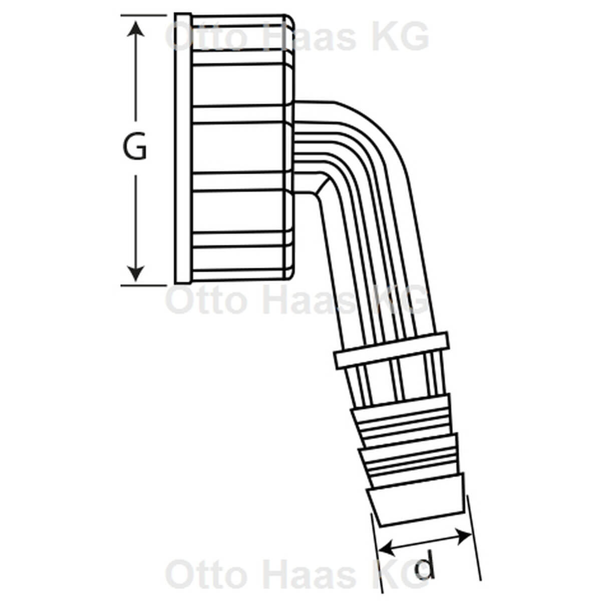 Haas Winkelschlauchtülle 3/8" x 10 mm 51 mm 1" für Kondensat-Anschluss weiß
