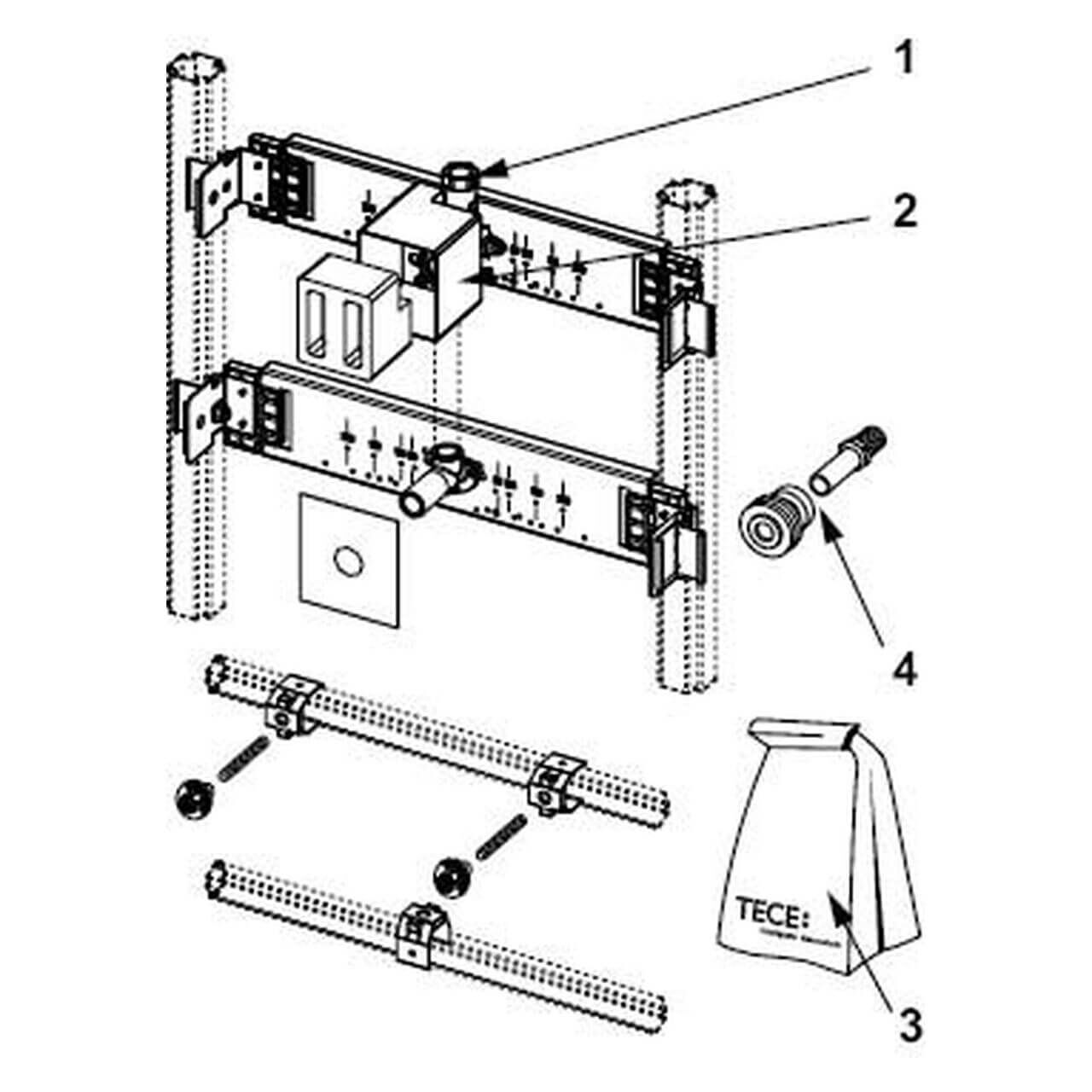 Tece Urinal-Anschlusseinheit Teceprofil Spülergehäuse U1