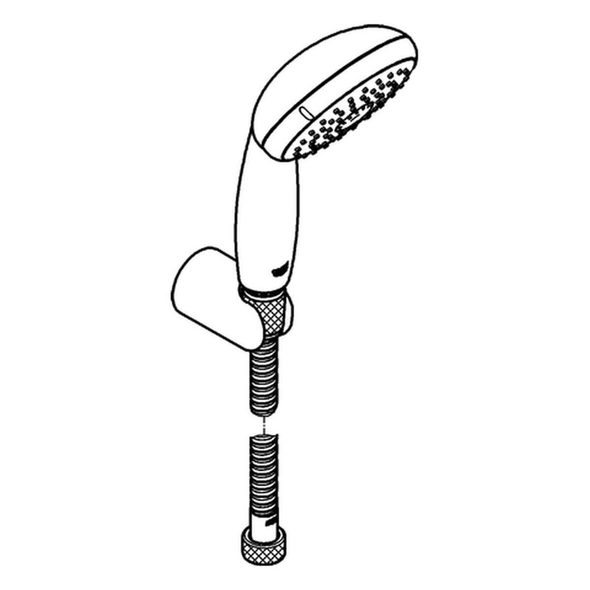 GROHE Handbrause-Set Tempesta 100 II | Wandhalter starr | 2 Strahlarten | Chrom | Schlauch 125 cm